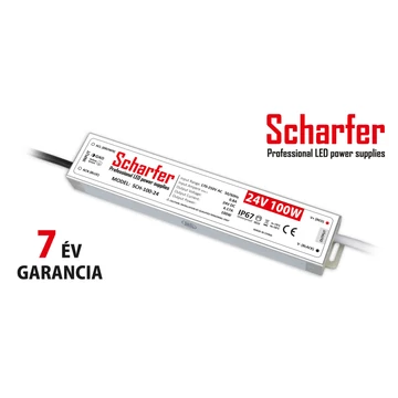 Scharfer LED tápegység fémházas IP67 7év garancia 24V 100W