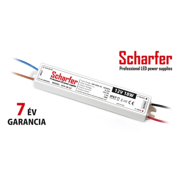 Scharfer LED tápegység műanyagházas IP67 7év garancia 12V 18W