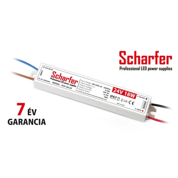 Scharfer LED tápegység műanyagházas IP67 7év garancia 24V 18W