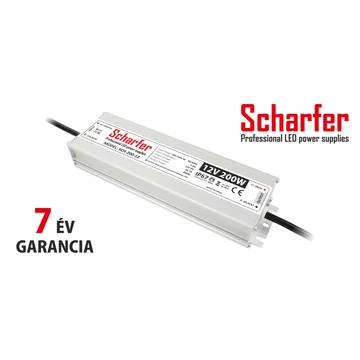Scharfer LED tápegység fémházas IP67 7év garancia 12V 200W