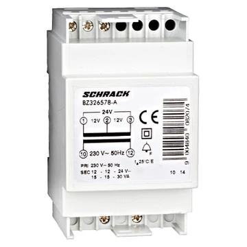 Schrack Sorbaépíthető csengőtranszformátor 230/12-12-24V 30VA 3KE