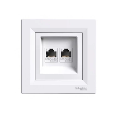 Asfora 2xRJ45 (Internet) aljzat UTP CAT6 Fehér Schneider, Asfora 2xRJ45 (Internet) aljzat UTP CAT6 Fehér Schneider,