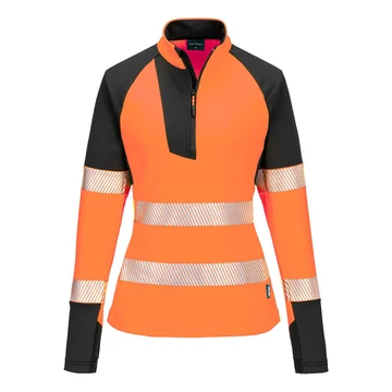 T173OBRL Portwest PW3 Hi-Vis női 1/4 cipzáras pulóver
