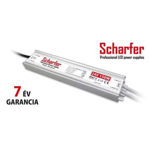 Scharfer LED tápegység fémházas IP67 7év garancia 24V 150W