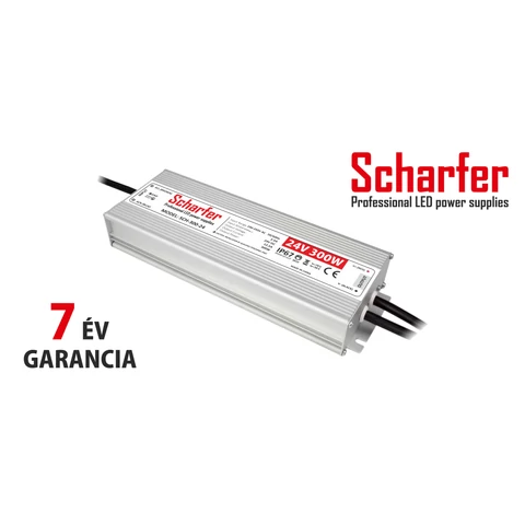 Scharfer LED tápegység fémházas IP67 7év garancia 24V 300W