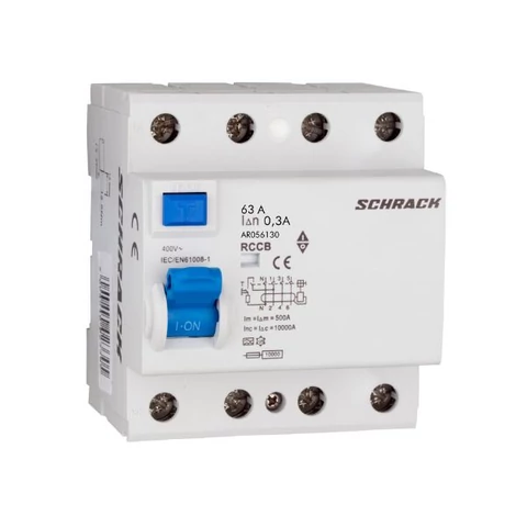 Schrack Hibaáram kapcsoló AMPARO 10kA 63A, 4 pólusú, 30mA, A