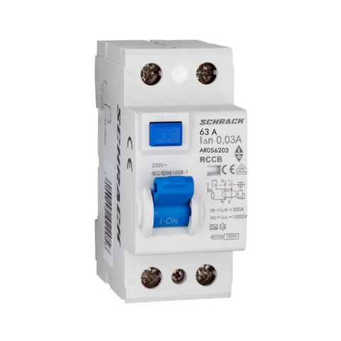 Schrack Hibaáram kapcsoló AMPARO 10kA 63A, 2 pólusú, 30mA, A